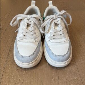Kids White Green Gray Court Sneakers